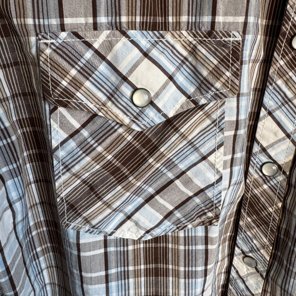 Old Navy Men's Western Plaid Linen Blend Pearl Snap Shirt Medium Cowboy Rodeo - Picture 3 of 14